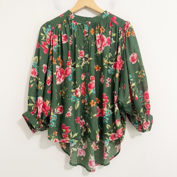 Tolani Tops - Tolani Green Floral Blouse